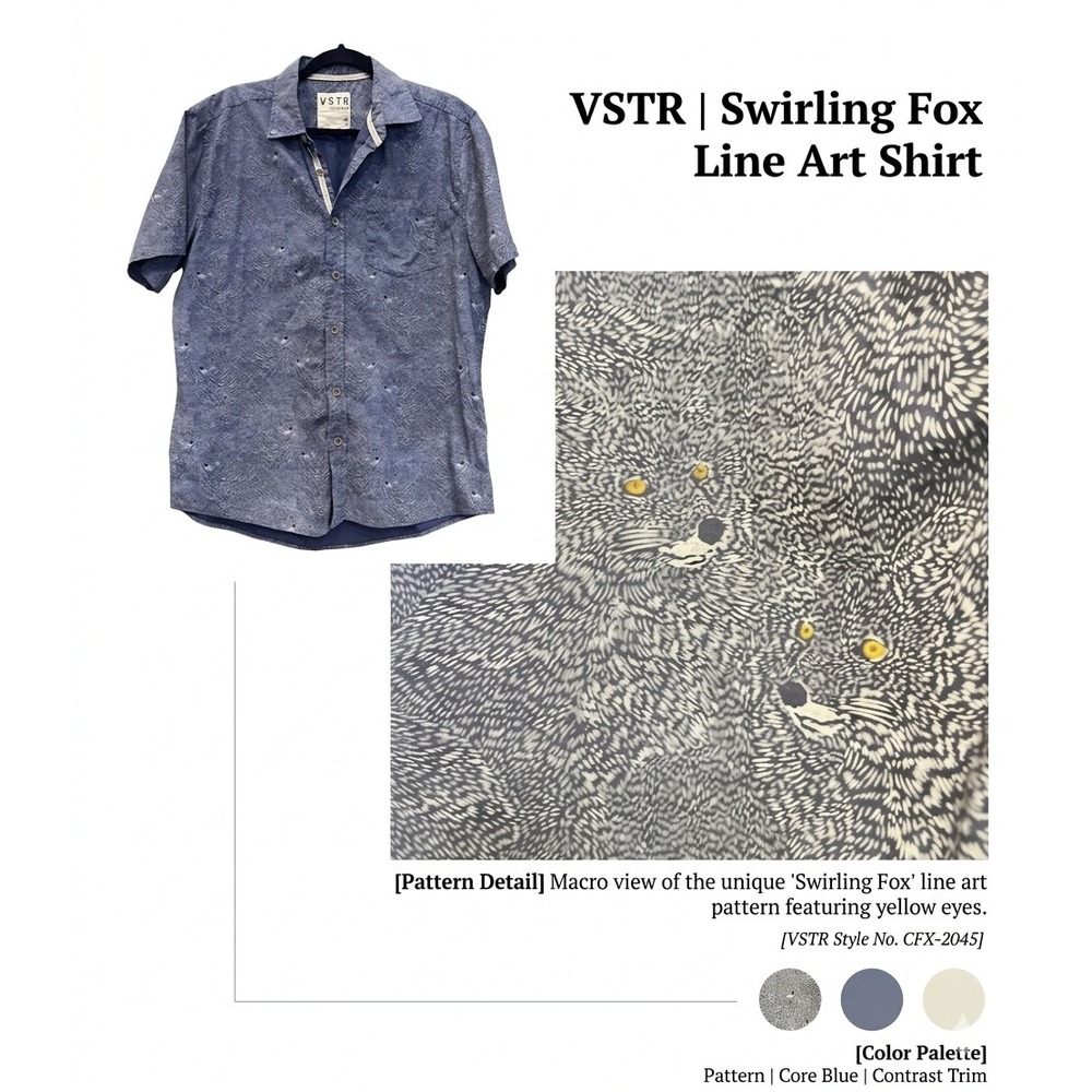 Indie Gorpcorp VSTR Swirling Fox Line Art Shirt L Short Sleeve‎ Cotton CFX-2045